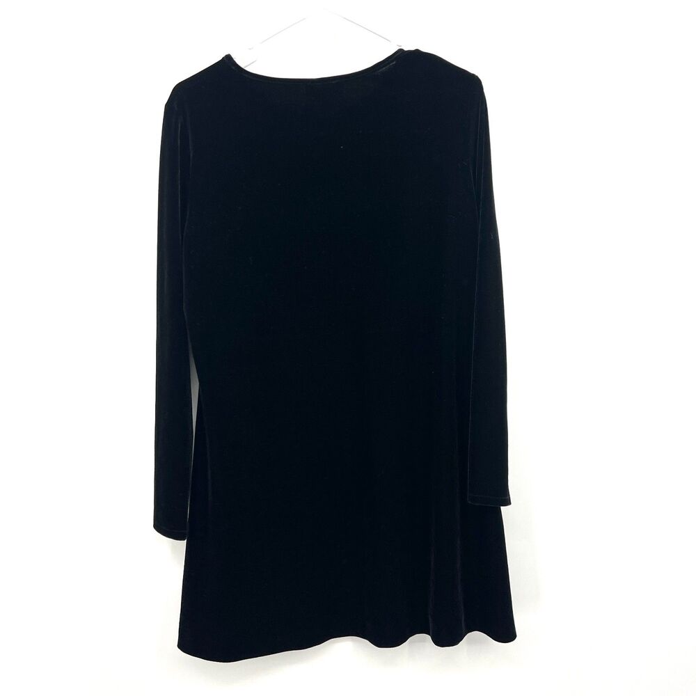 K.C. Spencer New York Black Velvet Long Sleeve A-Line Swing Tunic Dress Sz 8